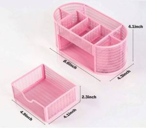 Professional Most Popular Home Office Supplies Wire Metal Women Makeup Mesh Desk Organizer with Sliding Drawer - Product Image 3