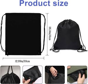 High Quality Swimming Soccer Outdoor Sports Kids Recyclable Nylon Black Frosted <b>Drawstring</b> <b>Backpack</b> - Product Image 2