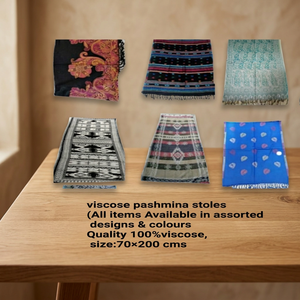 Women's SK NOOR SONS Boho Viscose Pashmina Shawl Assorted Sizes Multi-Color Geometric Floral Pattern Quick Dry Long Style 70x200 - Product Image 2
