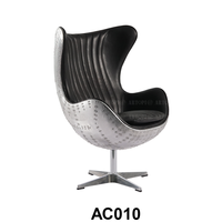 Chaise pivotante industrielle à dossier en aluminium, meuble en cuir de qualité aéronautique