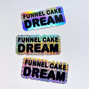 Promotion Waterproof Custom Holographic Logo Die Cut Label Stickers Dotted Prism Laser Glitter Rainbow Effect Hologram Stickers