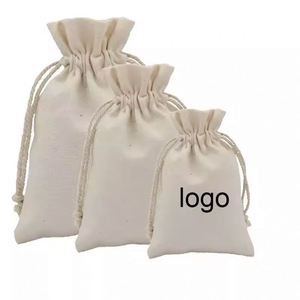 Custom logo Printed Eco Friendly Recyclable Ecological Reusable Pouch Cotton Drawstring Bag - Product Image 3