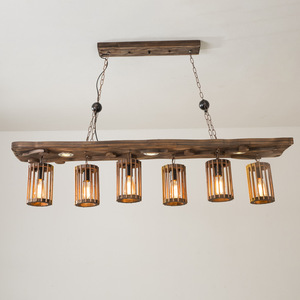 Loft Retro Rectángulo Vintage Lámpara E27 Lámpara colgante Lámpara de madera industrial para Isla de cocina - Product Image 3