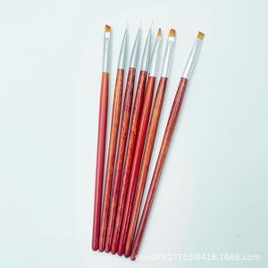 Juego de pinceles de arte de <span class=keywords><strong>uñas</strong></span> con mango de palisandro para gel y esmalte, pincel de abanico para pegamento, herramientas de madera para decoración de <span class=keywords><strong>uñas</strong></span> al por mayor - Product Image 4