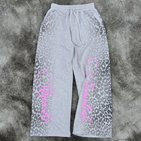 SEMETAL Custom Leopard Printed Stacked Jogging Pants Heavyweight Cotton Flared Baggy Track Pants Oversized Men Sweatpants