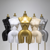 Mannequin Brésilien pour Femmes Rondes, Torse à Grande Poitrine et Hanches Volumineuses Doré, Mannequin Demi-Corps Grande Taille BBL pour Vente en Gros