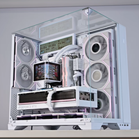 PC Gaming Desktop Kustom Putih Kelas Atas R7 9850X3D I9 14900K RTX 5080 5070Ti Layar Ganda Kaca Panoramic Komputer Gaming Win10