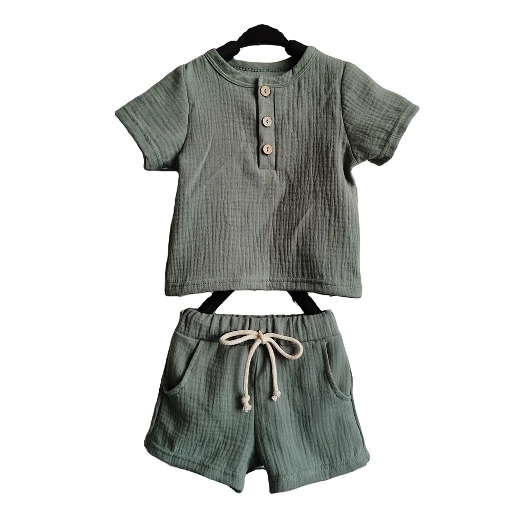 Sommer Musselin Baby kleidung Set Custom Design Baby kleidung Kinder Kleinkind Shirt und Short und Shorts Set