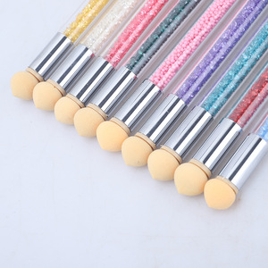 Double Ended Gradient Brush Pen Shading Sponge Head Rhinestone Handle DIY Ombre Blending Salon Manicure Nail Sponge Brush - Product Image 6