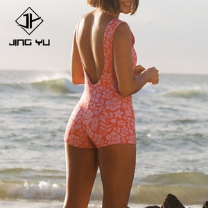 Traje de Baño de una Pieza con Estampado Hawaiano, Protección Solar, Hecho de Nailon Reciclado de Lujo, Estilo Boyleg - Product Image 2