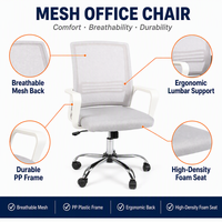 Chaise de bureau en maille à dossier moyen pour immeuble de bureaux, chaise respirante en maille avec accoudoirs en plastique épaissi, vente en gros