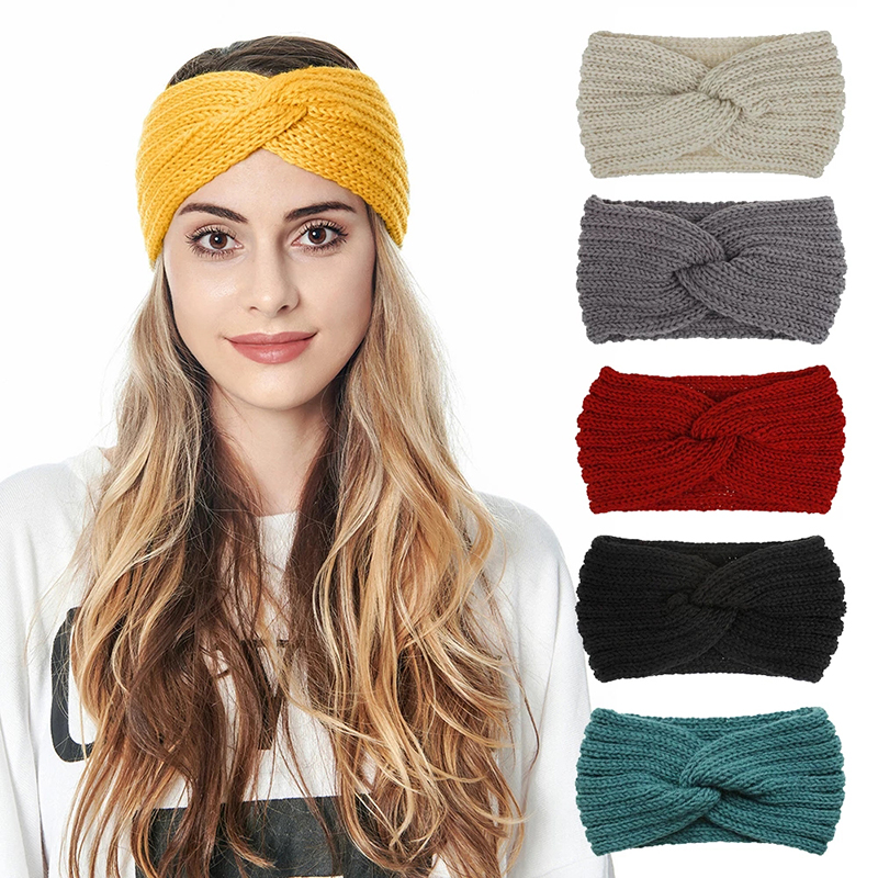 cable knitted headband for women high quality cheap custom warm knitted cross headband knit headband winter