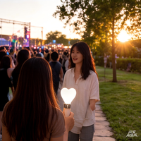 Bâton lumineux LED personnalisable en gros en forme de cœur avec impression de logo et personnalisation des fonctions, cadeau de fête pour événements
