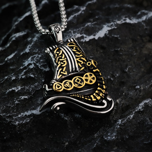 Collier pendentif bateau viking pour homme, argent tibétain, design vintage, bijou cadeau, motif géométrique, collier puissant - Product Image 2