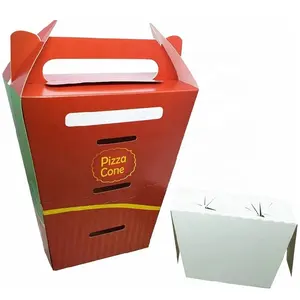 Scatole per pizza a triangolo personalizzate stampa Design scatola per alimenti da asporto con cono per Pizza in carta portatile con inserto