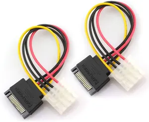 Câble adaptateur d'alimentation SATA, 15 broches, IDE Molex, femelle, Extension pour disque dur série, pour disque dur et CD ROM, 20cm, pièces