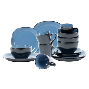 Hot Bán Sinh Thái Thân Thiện <span class=keywords><strong>16PC</strong></span> Đồ Đá Gốm Đặt Bữa Ăn Tối Với Màu Sắc Men Bộ Đồ Ăn Cho Khách Sạn Nhà Hàng Bên Nhà Đám Cưới - Product Image 1