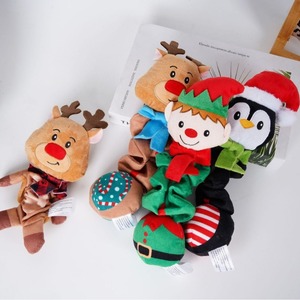 Jouets à mâcher en peluche de Noël écologiques et luxueux pour chiens - Résistants aux morsures et sonores, pour usage intérieur, motifs Élan et Pingouin - Product Image 1