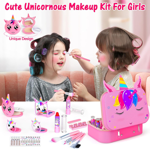 Jouets de maquillage lavables non toxiques pour petites filles, ensemble de cosmétiques de princesse pour tout-petits, kit de maquillage réel pour filles - Product Image 4