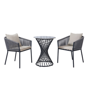 Giá Rẻ Hiện Đại Màu Xám Vườn 3 Mảnh Quán Cà Phê Ăn Đặt Đồ Nội Thất Ngoài Trời Patio Bistro Nhôm Bàn Cà Phê Và 2 Chỗ Ngồi Ghế - Product Image 3