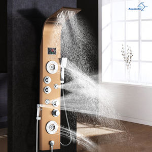 Panneau <span class=keywords><strong>de</strong></span> douche brossé à <span class=keywords><strong>colonne</strong></span> en Nickel doré, <span class=keywords><strong>colonne</strong></span> avec pommeau en acier inoxydable 304, Massage par pluie, <span class=keywords><strong>colonne</strong></span> <span class=keywords><strong>de</strong></span> douche à vapeur, en laiton - Product Image 6