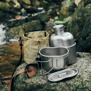 <span class=keywords><strong>Outdoor</strong></span> <span class=keywords><strong>Camping</strong></span> Essential Drink ware Set Titan Kantine Tassen Wasser flasche Schüssel Wasserkocher zum Kochen Mess Kit Bequemes <span class=keywords><strong>Camping</strong></span> - Product Image 6
