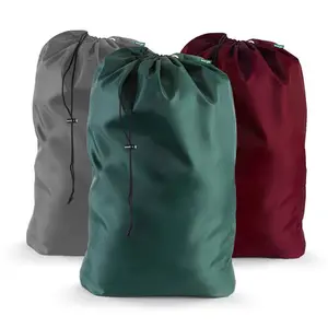 Bolsas de lavandería grandes para uso comercial, personalizadas, de nailon, plegables, con cordón para lavar ropa