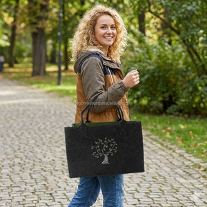 Customized Logo Solid Color Open Closure Classic Design Machine Sewn PET Felt Lining <b>Tote</b> <b>Bag</b> Wholesale - Product Image 6