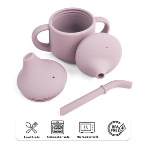 Tùy chỉnh in yếm hút tấm Bát sippy cup muỗng nĩa Silicone trẻ em ăn uống đặt - Product Image 2