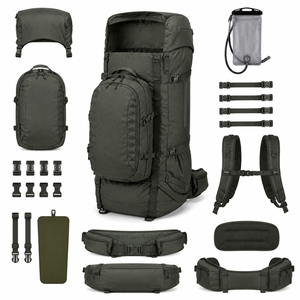 Mochila de senderismo y trekking con compartimento para saco de dormir, tapa de transporte, lona antidesgarro, cinturón de cadera y diseño geométrico portátil - Product Image 2