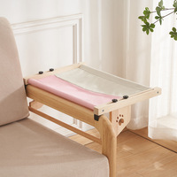 Perchoir de fenêtre pour chat à couverture amovible de luxe personnalisé hamac de lit suspendu d'intérieur en bois pour chat avec étagère de lit pour chats et petits animaux de compagnie