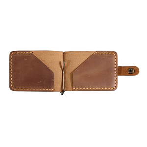 Men's Brown Vintage Retro Moneyclip Wallet Genuine Cowhide Credit Card Holder Crazy Horse Leather Money Clip Minimalist Wallets - Product Image 5
