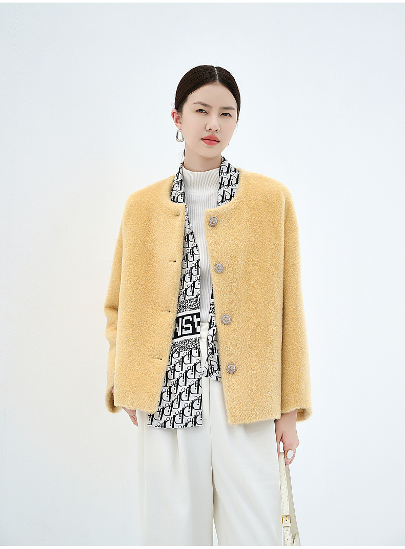 [100% Su Li Alpaca] Cashmere Coat Women's High-Grade Clothing Wholesale Small Short New