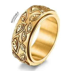 Anillo Giratorio de Acero Inoxidable Estilo Vintage Ojo de Horus, Anillo de Dedo para Aliviar el Estrés, Joyería Grabada Resistente al Deslustre - Product Image 1