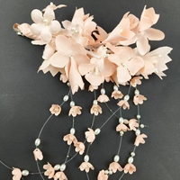 Épingle à cheveux Fleur de Pêcher sur mesure, arrangement floral, perle pendante, accessoire de mariée, cadeau, style ethnique, pour femme, Runcheng