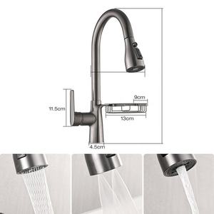 Súng grey nước nóng và lạnh Mixer vòi kéo ra xử lý duy nhất vòi nước bồn rửa nhà bếp Vòi với giá miếng bọt biển chủ - Product Image 5