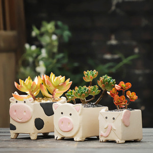 Macetas de Suculentas Pintadas <span class=keywords><strong>a</strong></span> <span class=keywords><strong>Mano</strong></span> de Estilo Zakka, Adorables Macetas de Cerámica con Diseño de Animales de Dibujos Animados, Éxito de Ventas Transfronterizo - Product Image 1