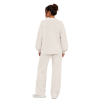 Ensemble Lounge Deux Pièces en Maille pour Femme : Pull à Manches Longues et Pantalon Large – Tenue Décontractée Automne-Hiver (Vente en Gros)