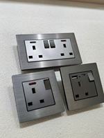 Interruptor de Pared Eléctrico con Marco de Aluminio, 220V 16A, 2 Vías, IP20, Moderno, Estándar EU/UK, con Dimmer y USB Tipo-C