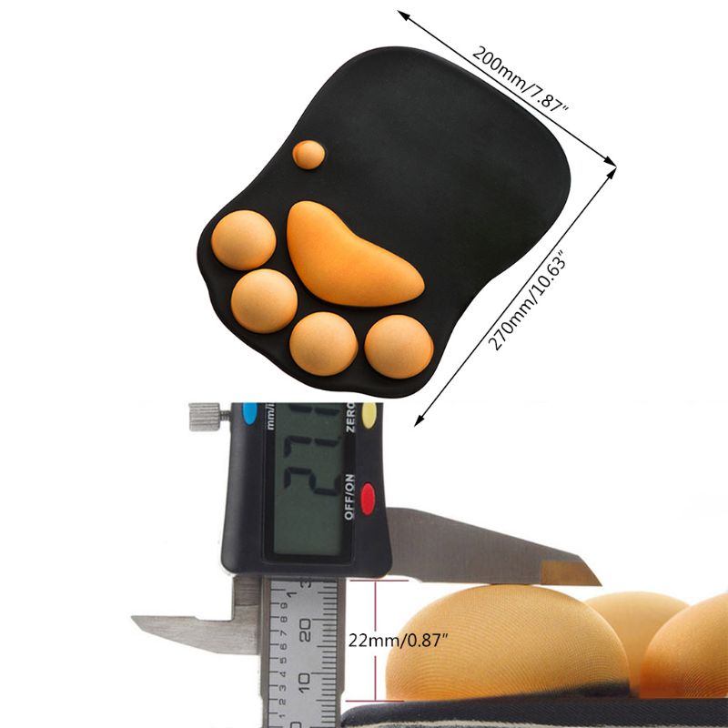 Mousepad Con Poggiapolsi In Gel A Forma Di Zampa Di Gatto - Morbido Memory Foam Con Base Antiscivolo - Per Ufficio E Gaming - 27x20x2.3 Cm - 2