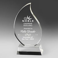 Noble pas cher en gros blanc goutte d'eau forme flamme personnalisé trophée en cristal prix pour Souvenir