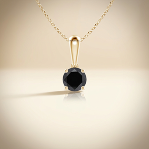 Pendentif solitaire minimaliste rond en diamant noir naturel, à porter tous les jours, bijoux unisexe, or 10K 14K 18K, argent 925 935 - Product Image 1