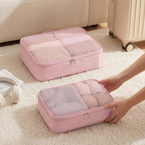 Travel Storage Bag Set Pink 3-Piece Rectangle Clothing Organizer For Trip Waterproof Foldable - Product Image 2