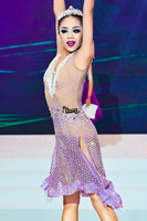 Costume de danse latine Vennystyle avec cristaux - Sur mesure - Robes en spandex/coton flatteuses - Bestseller - Spectacle