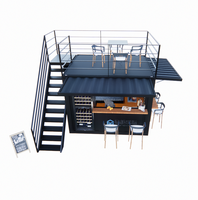 Conteneur habitable pop-up mini de 10 pieds à deux étages avec kiosque à café et bar, idéal pour bureau, stand ou bar