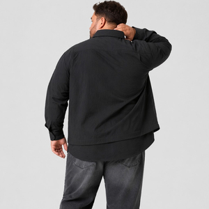 Heren lichtgewicht herfst overshirt overhemdjas borstzak casual eenvoudig groot en lang plus size oversized ontspannen pasvorm 6XL 7XL - Product Image 4