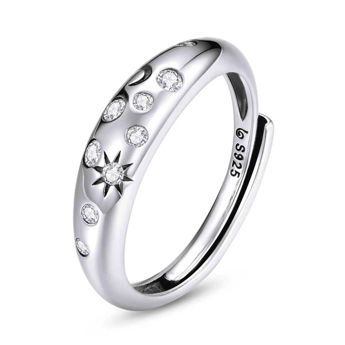 Star space s925 silver ring for men and women fashion starburst diamond open ring BSR182