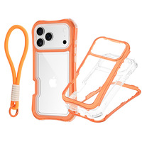 Coque de téléphone 3-en-1 à quatre coins avec bracelet pour iPhone 17 Pro Max, étui transparent de luxe et tendance pour iPhone 16/15/14/13