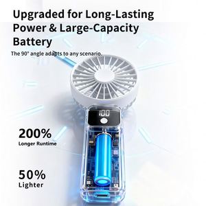 Ventilateur portable de poche avec écran LED numérique, design pliable, sangle de suspension, batterie au lithium 1200 mAh - Product Image 4