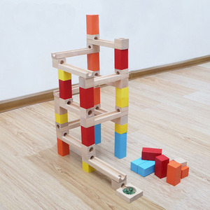 Early Educational Hand-eye Coordination Wooden 54pcs <strong>Marble</strong> <strong>Run</strong> Construction Blocks <strong>Toy</strong> for Kids Gifts - Product Image 2